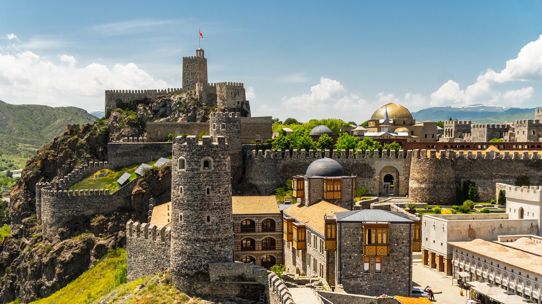 Rabati Fortress in Akhaltsikhe, Georgia — medieval citadel with towers, mosque and museum complex beautifully restored in the south