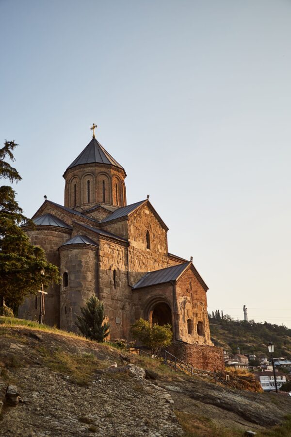 Metekhi Church perched on a cliff above the Mtkvari River — one of Tbilisi’s most iconic and historic churches